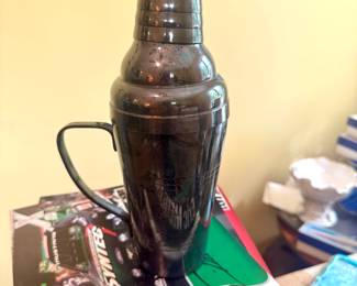 Plaque or France Ship Lines Silver Plate Cocktail Shaker