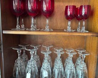 Fostoria Fascination Ruby Wine Glases