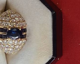 14K ring with Diamonds and Sapphires