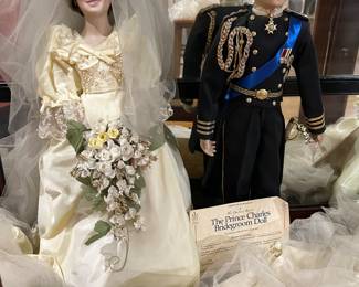 Princess Diana and Prince Charles wedding dolls by Danbury Mint