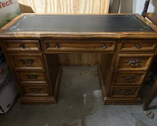 Leather top kneehole desk