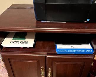 Handy small credenza for office or den or bedroom! Great storage piece! The copies/printer works! Just needs ink!
