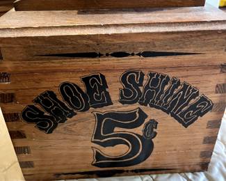 Cutest Vintage solid wood Shoe Shine Kit full of great brushes, etc.! This won't last long!