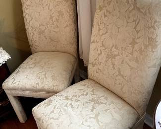 Pair of beautiful Cream colored upholstered chairs in wonderful condition! These would be great in a den, bedroom, living room or powder room! SO nice!