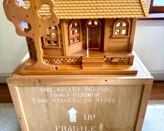 $300; vintage wooden dollhouse and all the mini accessories included