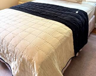 (SOLD-- Beauty rest queen bed, like new condition, with box spring) (SOLD-- Pottery Barn reversible queen coverlet, like new condition)