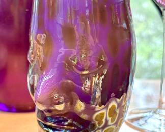SOLD-signed art glass face glass; 5"h