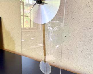 SOLD-- acrylic and silver clock