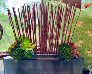 $150; Twigs and Moss stick and succulent arrangement; 16x16