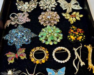 Shop this sale in person for a wonderful selection of vintage pins and brooches starting at $20.