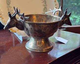 SOLD-stag head bowl; 4.5"h