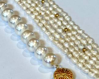 Shop the sale in person for fine jewelry. Call to inquire about price on these stunning pearl necklaces. SOLD - Necklace on the LEFT.