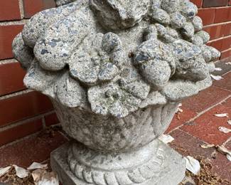 $100; concrete potted flowers