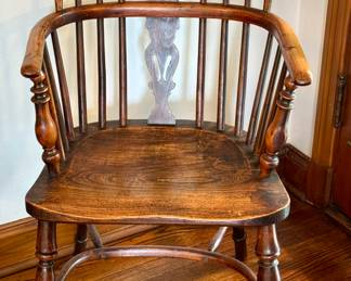 SOLD-- handcrafted J. Hopkinson Windsor chair; very solid; 21x18x36