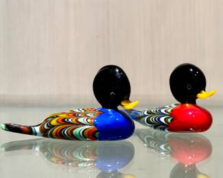 SOLD--Murano glass duck sculpture; 3.5"w x 2"h