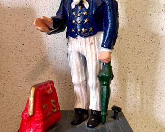 SOLD; vintage cast iron mechanical Uncle Sam bank