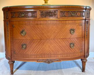 $1600; Gentlemen's low front chest by Lammerts with three drawer and curved front corner and glass top