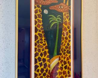 $200; Judith Bledsoe signed and numbered limited edition print of "Giraffes" double matted and framed in gold