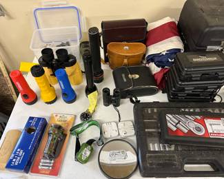 Binoculars, flashlights, etc.