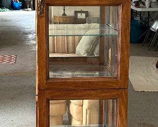 Tall and skinny glass and mirror wooden curio cabinet