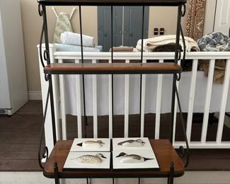 Metal and wood shelving unit