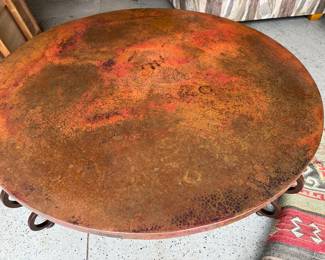 Large hammered copper coffee table