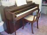 Marshall and Wendell upright piano with bench