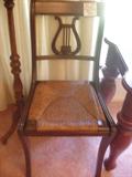 Antique Harp/Lyre Chair with rush seat