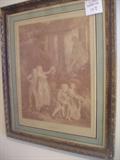 antque framed french etching...