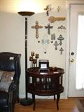Display cabinet with removable, tray, more wall crosses