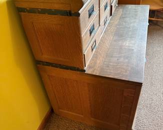 Antique Oak Apothecary Stacking File Cabinet