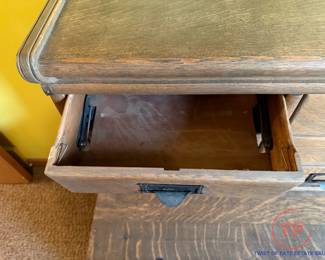 Antique Oak Apothecary Stacking File Cabinet