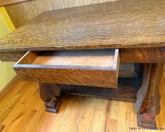 Antique Arts and Craft Tiger Oak Desk