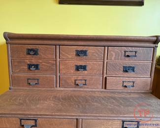 Antique Oak Apothecary Stacking File Cabinet