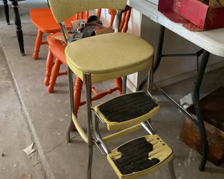 Yellow Vintage steel stool