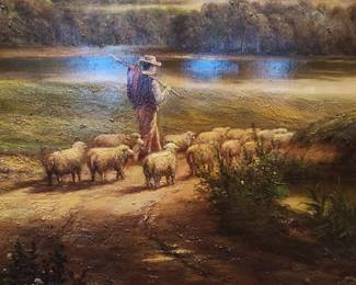 Close-Up of Sheperd and Sheep