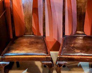 Pair of Vintage Chairs with Leather Seats