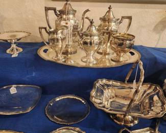 Antique Gorham silverplate tea set w matching tray