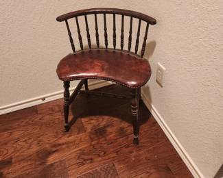 Antique Barrel Back Chair, Leather Cushion