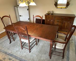 Classic Dining Table with Queen Anne Legs & Four Windsor-Style Chairs