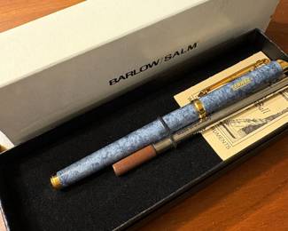 Barlow/Salm Marbled Blue/Gold Tone "Lennox"Ball Point Pen