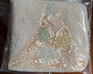 Cream & Pastel Multicolored Beaded Evening Bag
