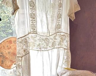 White Edwardian Dress Embroidery Bobbin Lace Dress