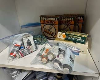 Speedball Brayer Woodblock Printing Rollers, Stamps, Fabric Block Printing Inks, Oil Paints