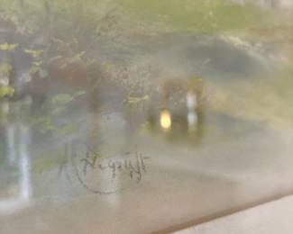 Framed & Matted Landscape Pastel Painting by M. Degraff