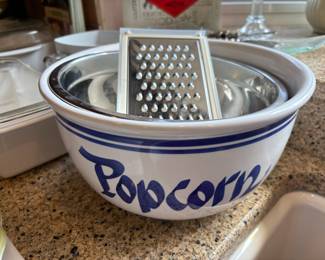 White/Blue Popcorn Bowl