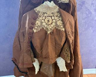 Edwardian Brown with Cream Lace 2 Piece Dress