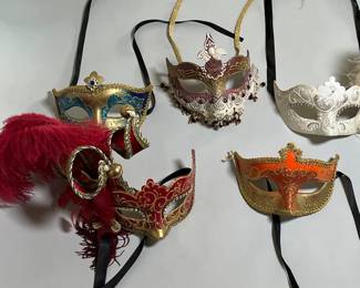 Collection Of Venetian Hand Painted Masks (5)
