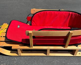 L.L. Bean Wooden Child's Pull Sled With Cushion Set