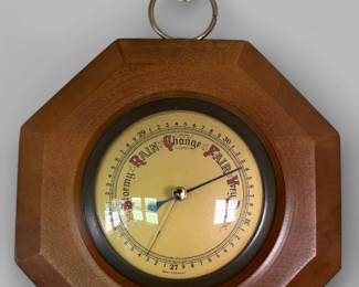 Pair Of German Octagon Wooden Barometers
